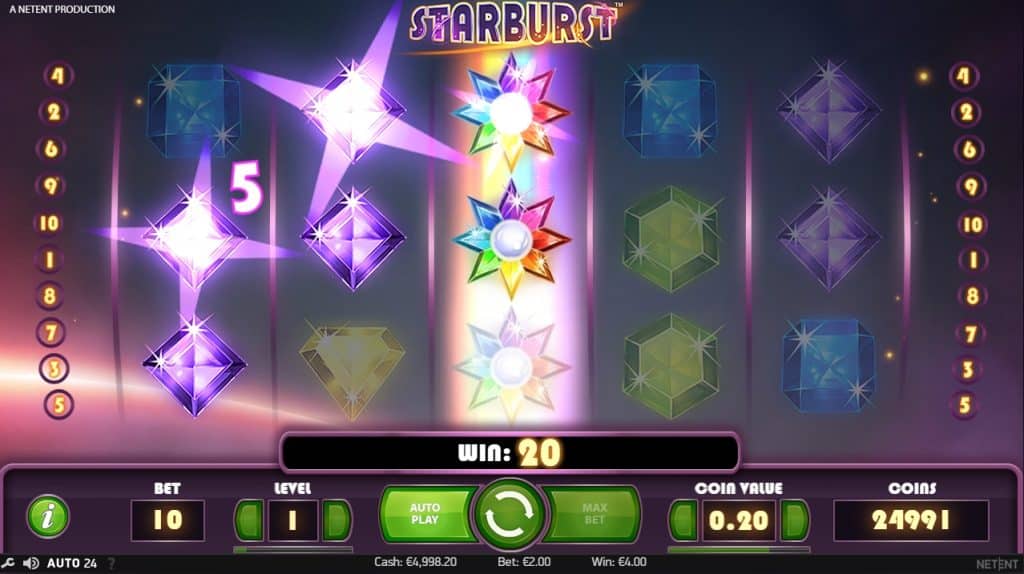 Hrací automat Starburst - hracia plocha Starburst - ako vyzera starburst